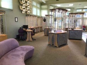 glasses display shelves